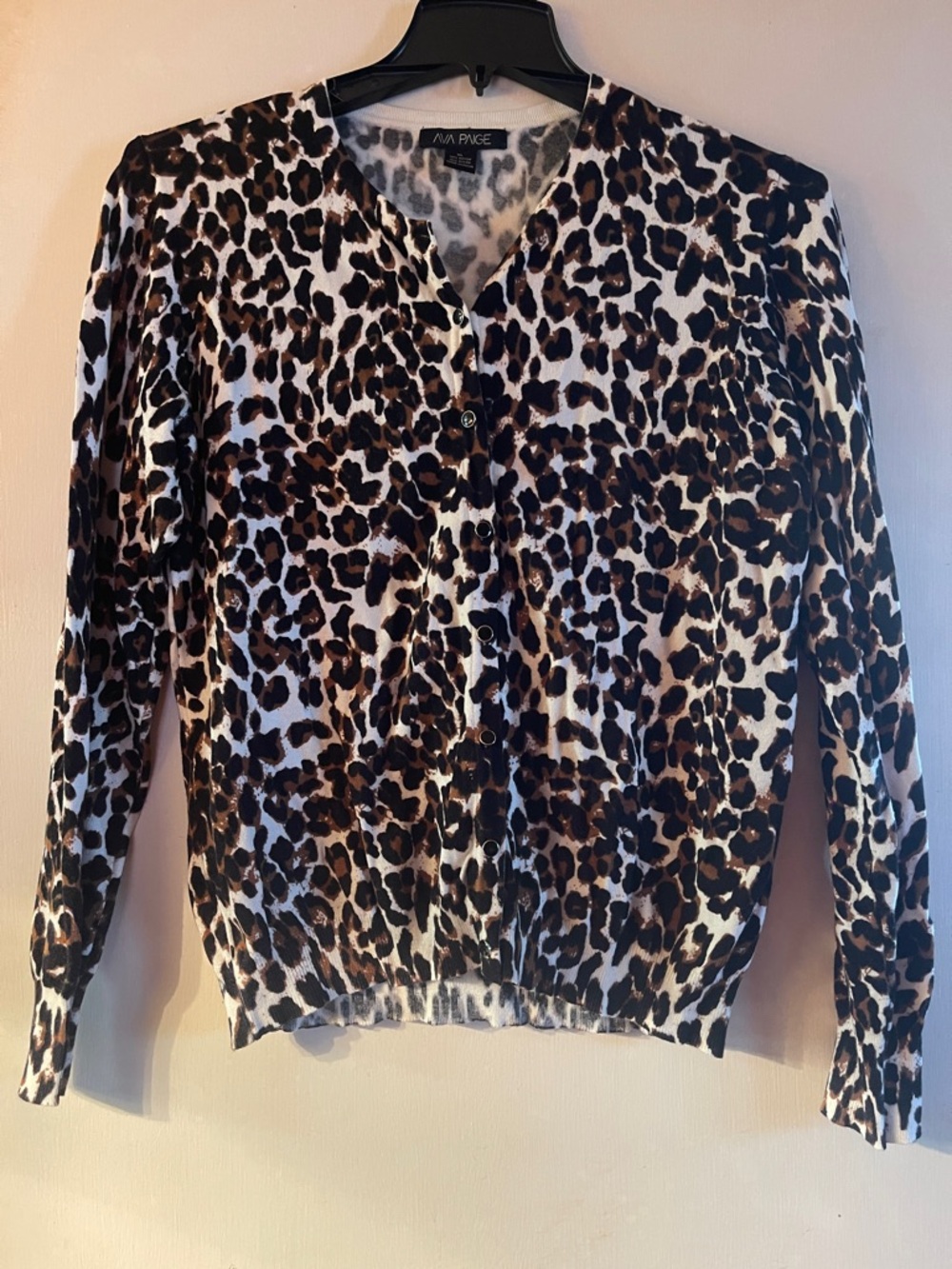 Women's Leopard Print Button Cardigan - Brown/Black